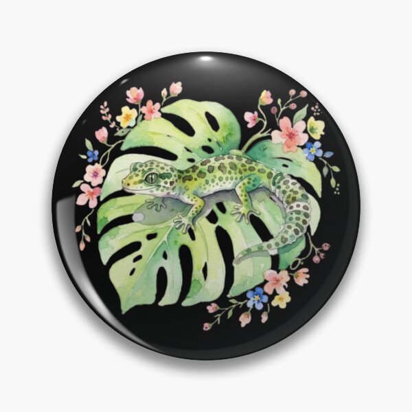 Item preview, Cute Leopard Gecko on Monstera Leaf Watercolor designed and sold by bvdesignart.