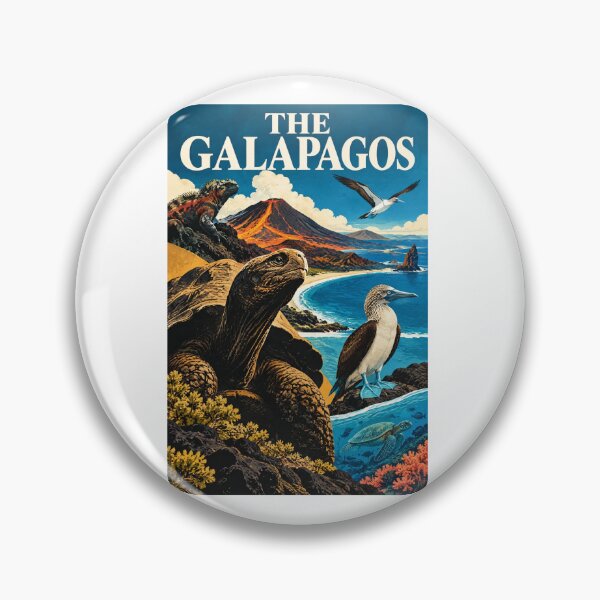 Item preview, The Galapagos Vintage Travel Poster – Retro Wildlife & Volcano Art – Ecuador Adventure Tee designed and sold by bobscraze.
