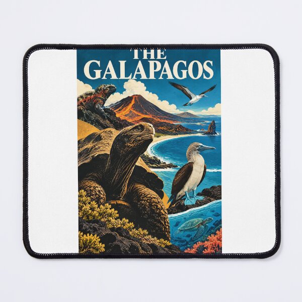 Item preview, The Galapagos Vintage Travel Poster – Retro Wildlife & Volcano Art – Ecuador Adventure Tee designed and sold by bobscraze.
