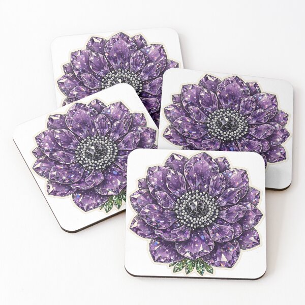 Item preview, Purple Anemone Crystal Sticker - Amethyst Gem Flower designed and sold by FineLineBotanical .