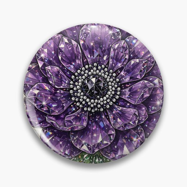Item preview, Purple Anemone Crystal Sticker - Amethyst Gem Flower designed and sold by FineLineBotanical .