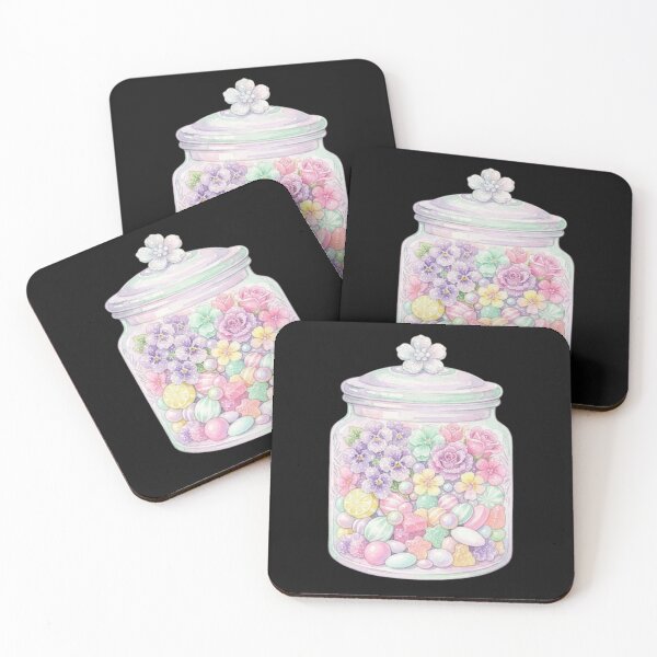 Item preview, Pastel Flower And Sweet Candy Jar Illustration designed and sold by bvdesignart.
