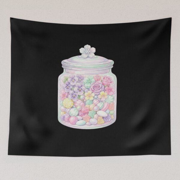 Item preview, Pastel Flower And Sweet Candy Jar Illustration designed and sold by bvdesignart.