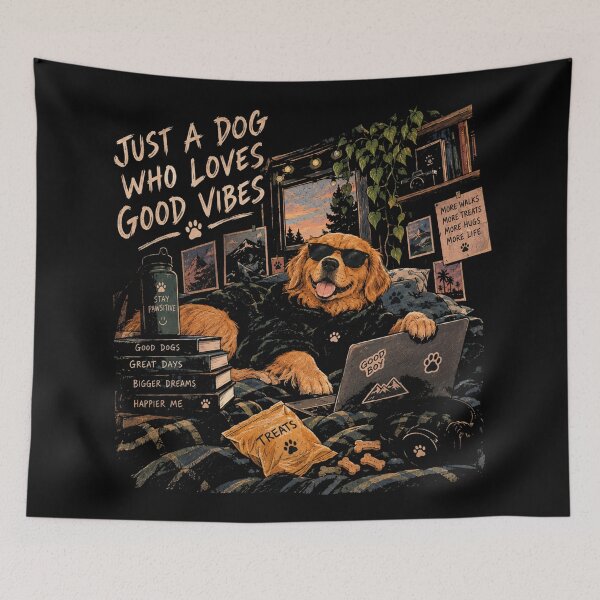 Item preview, Just A Dog Who Loves Good Vibes - Cozy Golden Retriever Hoodie Streetwear designed and sold by GenZFashion000.
