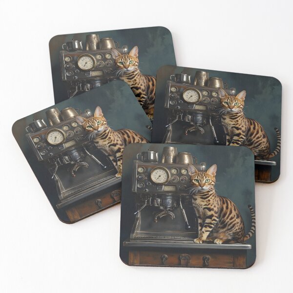Item preview, Tabby Cat and Vintage Espresso Machine designed and sold by Purrista Studio.
