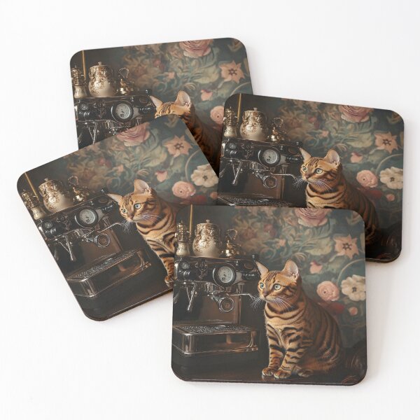 Item preview, Tabby Cat, Espresso and Floral Wallpaper designed and sold by Purrista Studio.