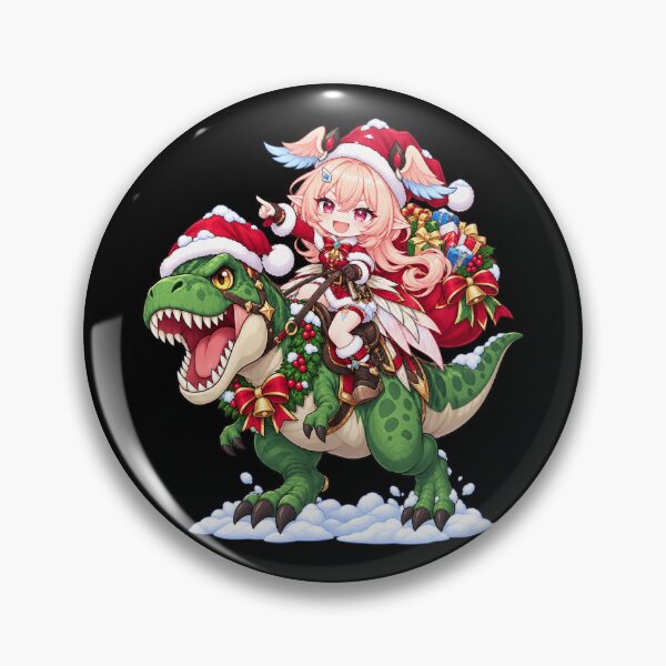 Item preview, Linnea Genshin Impact Christmas T Rex Riding Chibi designed and sold by SolenneAzur.