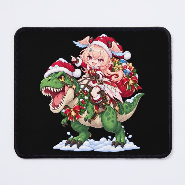 Item preview, Linnea Genshin Impact Christmas T Rex Riding Chibi designed and sold by SolenneAzur.