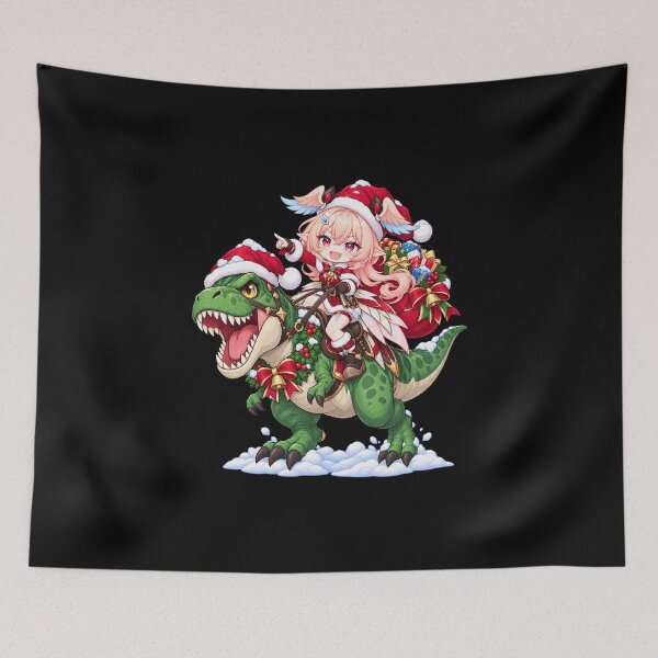 Item preview, Linnea Genshin Impact Christmas T Rex Riding Chibi designed and sold by SolenneAzur.