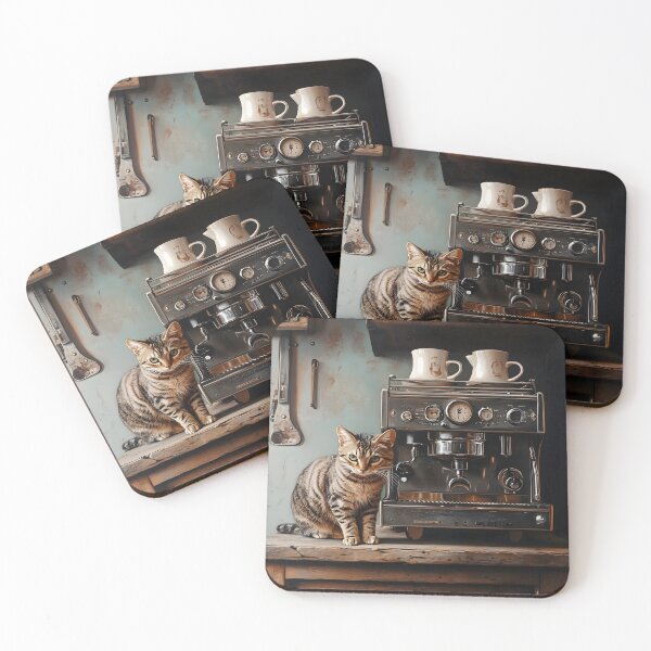 Item preview, Tabby Cat on the Coffee Bar designed and sold by Purrista Studio.
