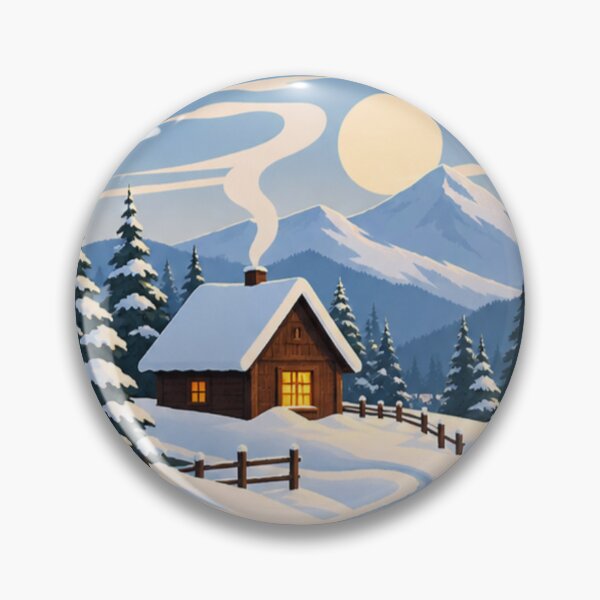 Item preview, Cozy Snowy Cabin – Minimalist Winter Mountain Landscape Art designed and sold by meghnad.