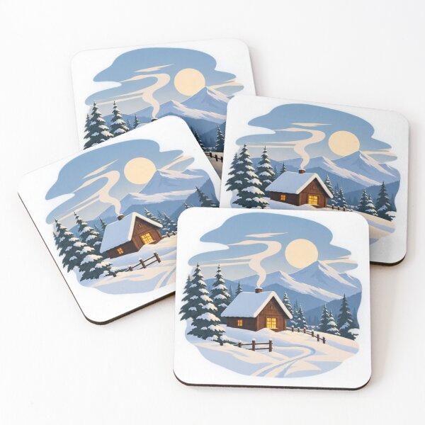 Item preview, Cozy Snowy Cabin – Minimalist Winter Mountain Landscape Art designed and sold by meghnad.