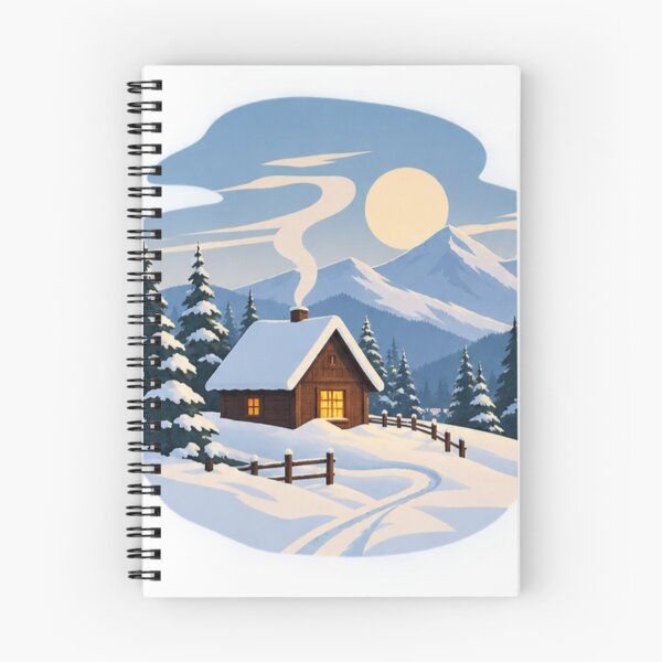 Item preview, Cozy Snowy Cabin – Minimalist Winter Mountain Landscape Art designed and sold by meghnad.