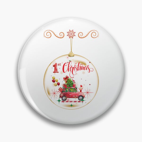 Item preview, Baby's 1st Christmas Bauble Design - Festive Red Vintage Car with Elves & Xmas Graphic designed and sold by VibranPalette.