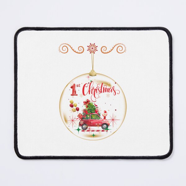 Item preview, Baby's 1st Christmas Bauble Design - Festive Red Vintage Car with Elves & Xmas Graphic designed and sold by VibranPalette.