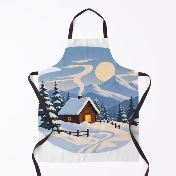 Item preview, Cozy Snowy Cabin – Minimalist Winter Mountain Landscape Art designed and sold by meghnad.