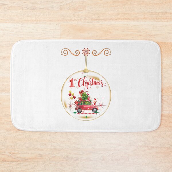 Item preview, Baby's 1st Christmas Bauble Design - Festive Red Vintage Car with Elves & Xmas Graphic designed and sold by VibranPalette.