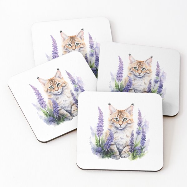 Item preview, Lupine Flower Cat | Elegant Botanical Floral Art designed and sold by Mandayartstudio.