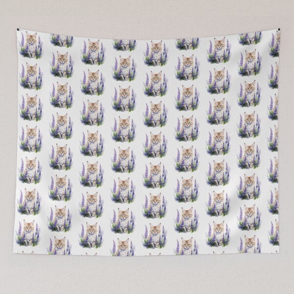 Item preview, Lupine Flower Cat | Elegant Botanical Floral Art designed and sold by Mandayartstudio.