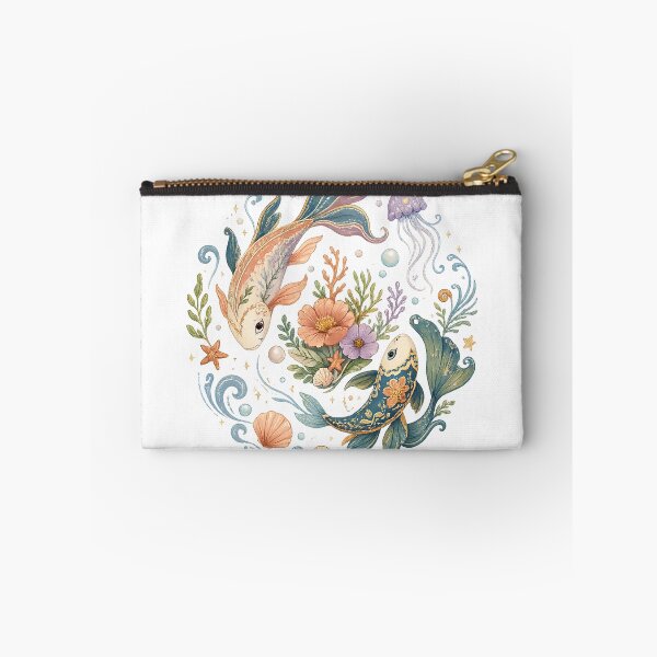 Item preview, Whimsical Koi Fish Jellyfish Floral Ocean Watercolor Underwater Art designed and sold by inkoutninja.