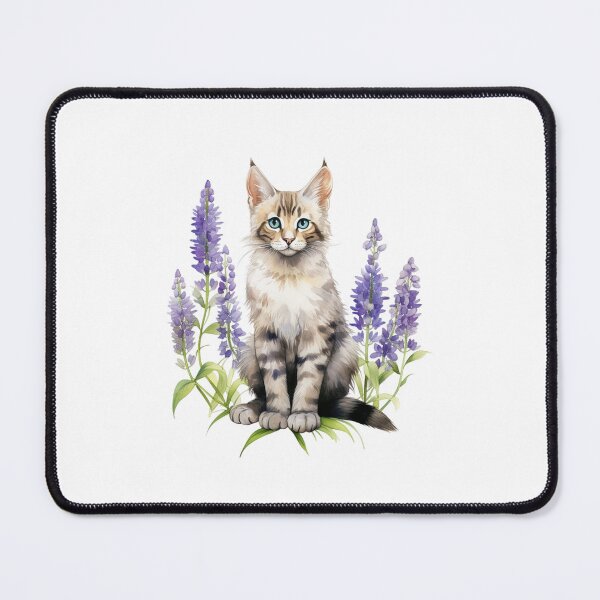 Item preview, Lupine Flower Cat | Elegant Botanical Floral Art designed and sold by Mandayartstudio.