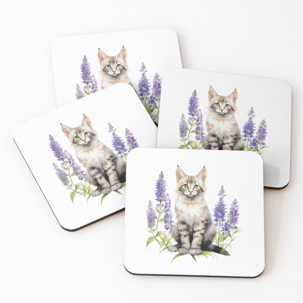 Item preview, Lupine Flower Cat | Elegant Botanical Floral Art designed and sold by Mandayartstudio.
