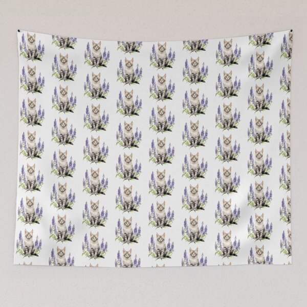 Item preview, Lupine Flower Cat | Elegant Botanical Floral Art designed and sold by Mandayartstudio.