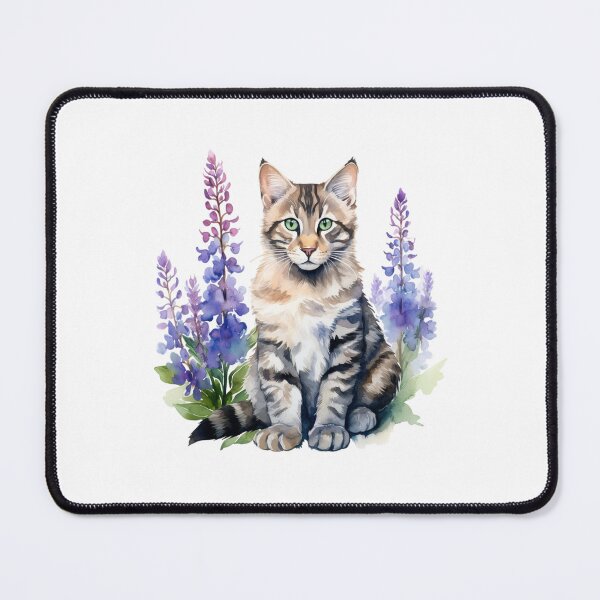 Item preview, Lupine Flower Cat | Elegant Botanical Floral Art designed and sold by Mandayartstudio.