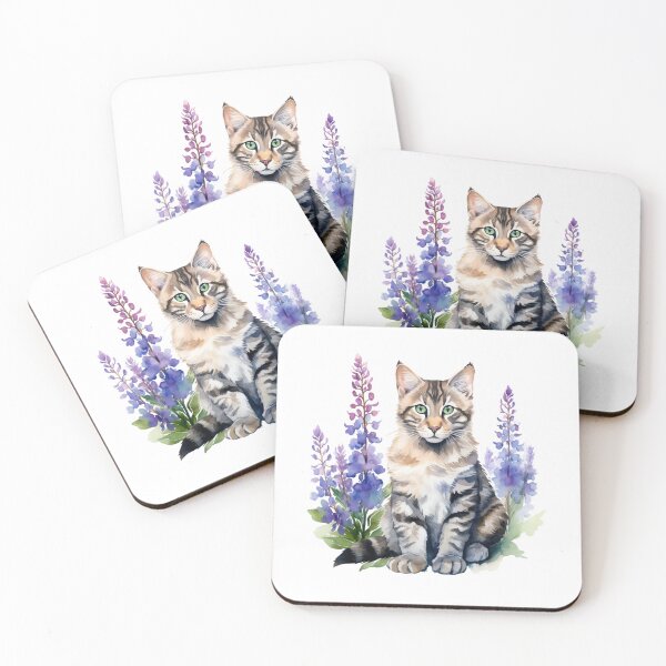 Item preview, Lupine Flower Cat | Elegant Botanical Floral Art designed and sold by Mandayartstudio.
