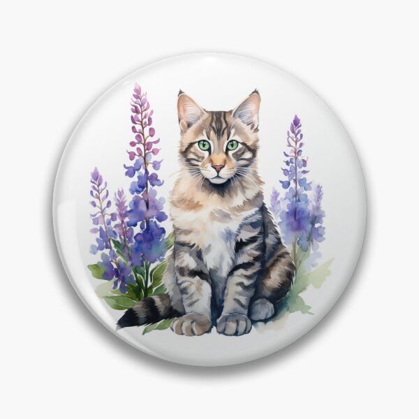 Item preview, Lupine Flower Cat | Elegant Botanical Floral Art designed and sold by Mandayartstudio.
