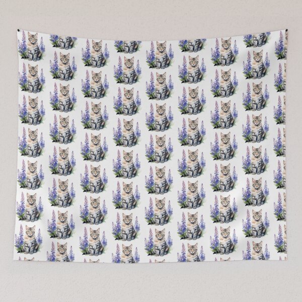 Item preview, Lupine Flower Cat | Elegant Botanical Floral Art designed and sold by Mandayartstudio.