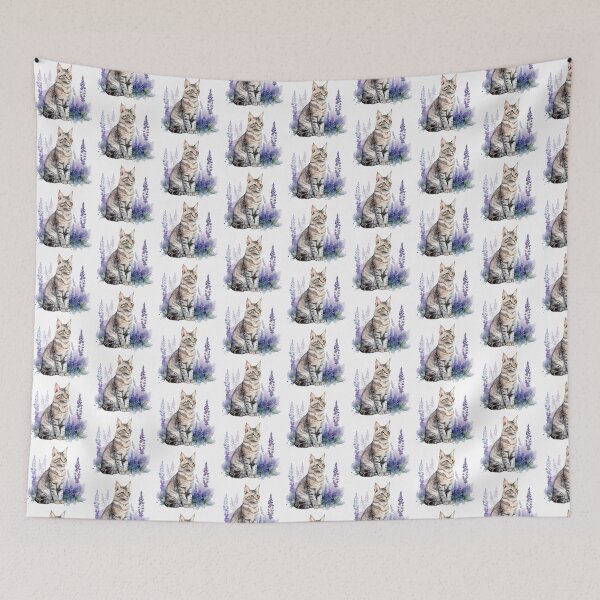 Item preview, Lupine Flower Cat | Elegant Botanical Floral Art designed and sold by Mandayartstudio.