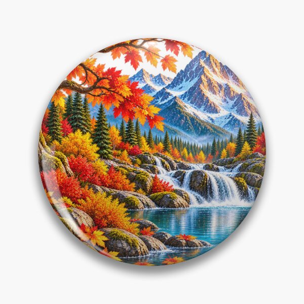 Item preview, Autumn Mountain Lake Waterfall Fall Forest Landscape Nature designed and sold by styleonestaa.
