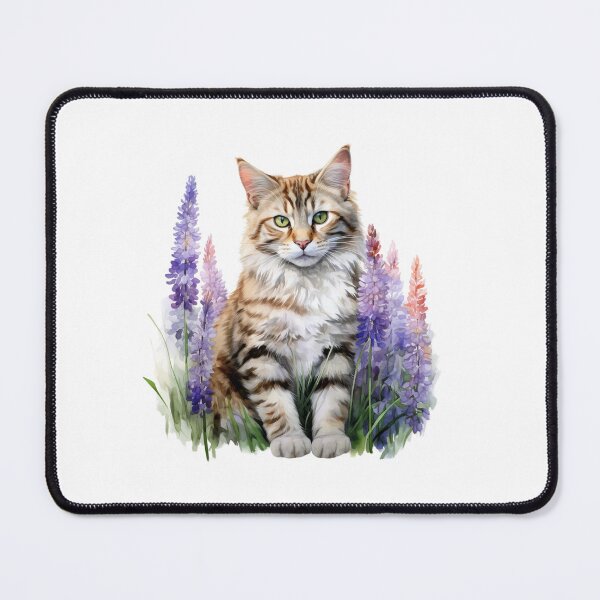 Item preview, Lupine Flower Cat | Elegant Botanical Floral Art designed and sold by Mandayartstudio.