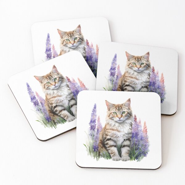 Item preview, Lupine Flower Cat | Elegant Botanical Floral Art designed and sold by Mandayartstudio.