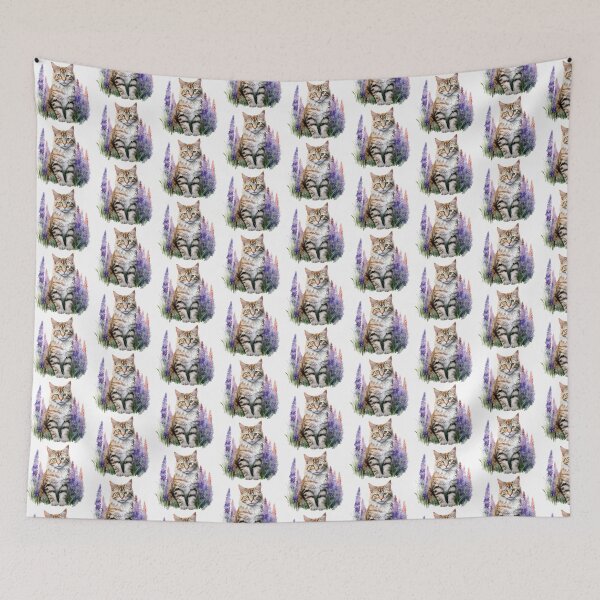 Item preview, Lupine Flower Cat | Elegant Botanical Floral Art designed and sold by Mandayartstudio.