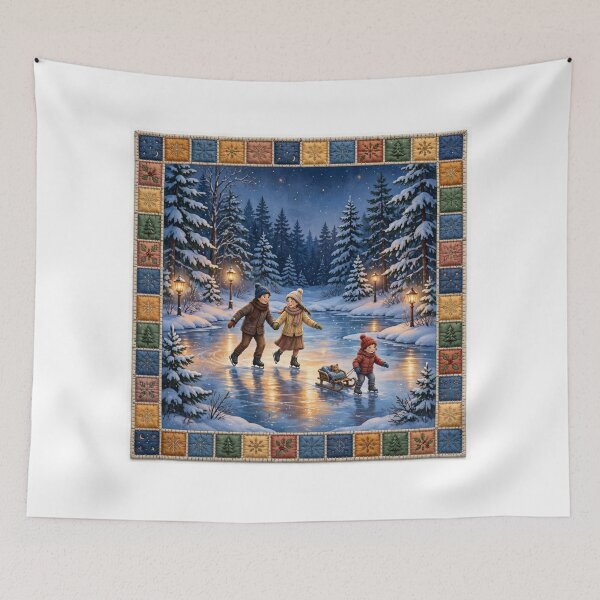 Item preview, Ice Skaters Christmas Throw Blanket designed and sold by Bluntees .