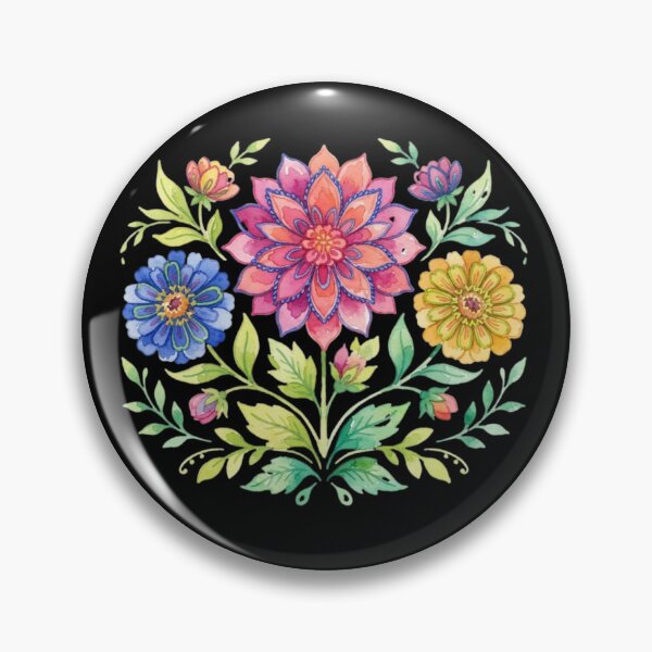Item preview, Vibrant Folk Art Watercolor Floral Bouquet Design designed and sold by bvdesignart.