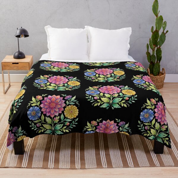 Item preview, Vibrant Folk Art Watercolor Floral Bouquet Design designed and sold by bvdesignart.