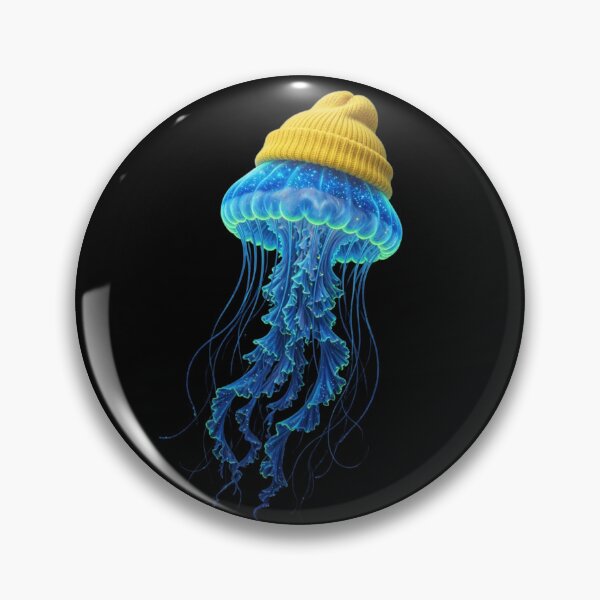 Item preview, Jellyfish Wearing Yellow Beanie Glow Marine  designed and sold by CF_VintageDesign.