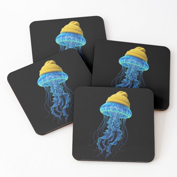 Item preview, Jellyfish Wearing Yellow Beanie Glow Marine  designed and sold by CF_VintageDesign.