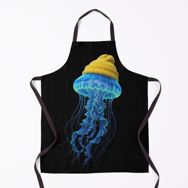 Item preview, Jellyfish Wearing Yellow Beanie Glow Marine  designed and sold by CF_VintageDesign.