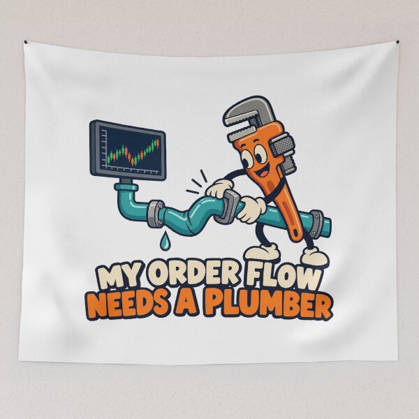 Item preview, Order Flow Needs a Plumber Funny Market Cartoon designed and sold by Bikivuno.