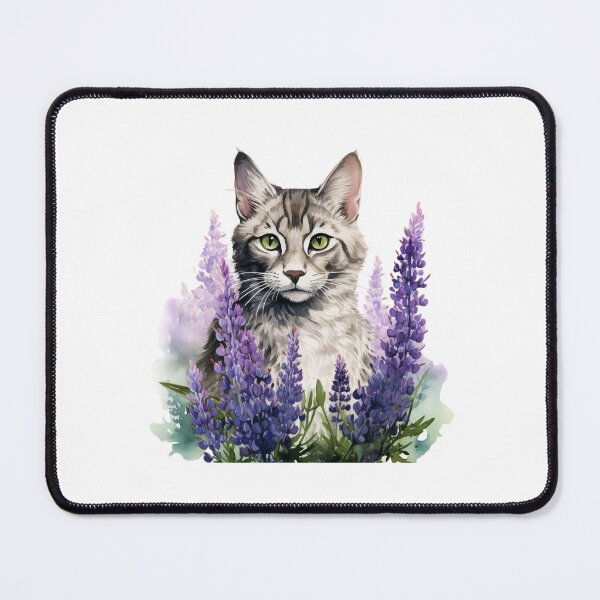 Item preview, Lupine Flower Cat | Elegant Botanical Floral Art designed and sold by Mandayartstudio.