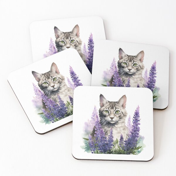 Item preview, Lupine Flower Cat | Elegant Botanical Floral Art designed and sold by Mandayartstudio.