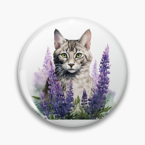 Item preview, Lupine Flower Cat | Elegant Botanical Floral Art designed and sold by Mandayartstudio.