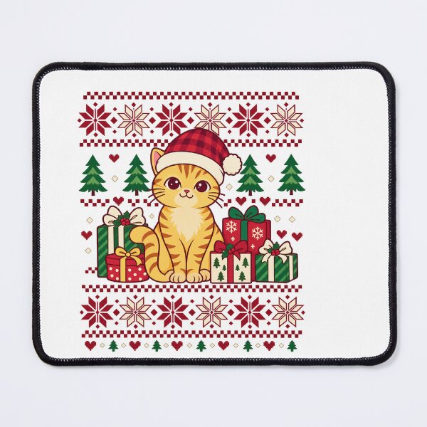 Item preview, Ginger Christmas Cat with Gifts and Nordic Snowflakes designed and sold by skyartdesign.