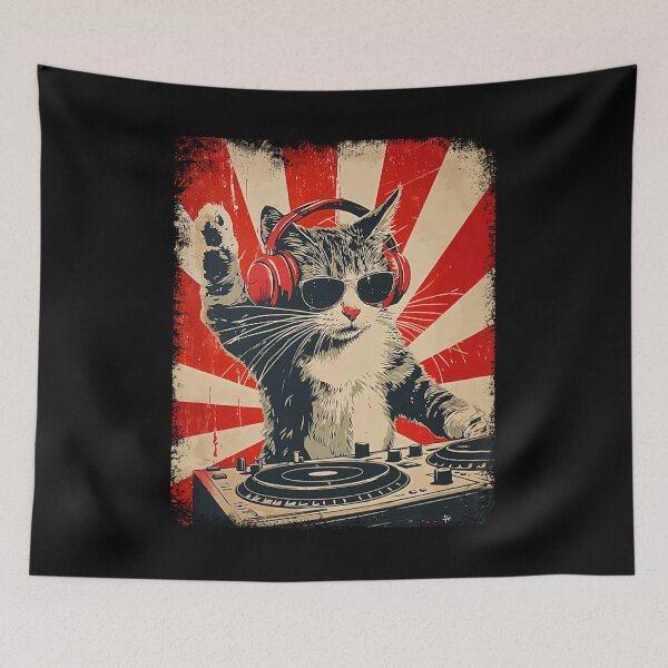 Item preview, Cool Cat DJ Vintage Music Cat designed and sold by charoen-design.