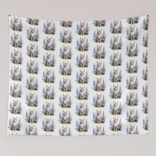 Item preview, Lupine Flower Cat | Elegant Botanical Floral Art designed and sold by Mandayartstudio.
