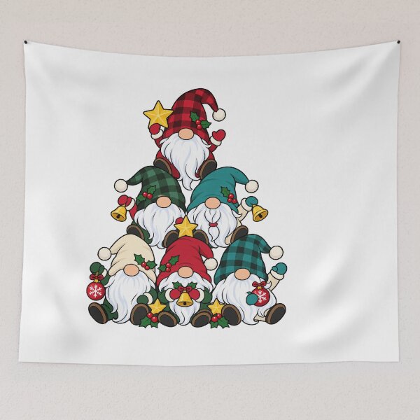Item preview, Six Plaid Christmas Gnomes Stacked into a Tree designed and sold by skyartdesign.